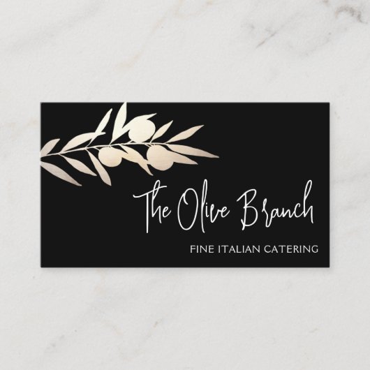 Gold Olive Branch Italiaans of Grieks Catering Che Visitekaartje (Voorkant)