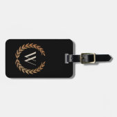 Gold Olive Wreated Monogrammed Bagagelabel (Voorkant horizontaal)