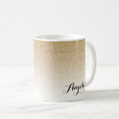 Gold Ombre Faux Glitter Name Coffee Mok (Voorkant rechts)