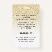 Gold Ombre Glitter Glam VIP Pass 18e uitnodiging Badge (Achterkant)