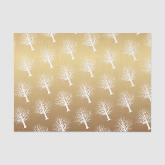 Gold Ombre met witte winterbomen Tissuepapier (Voorkant)