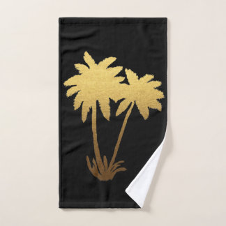 Gold Ombre Palm Trees op zwart Handdoek