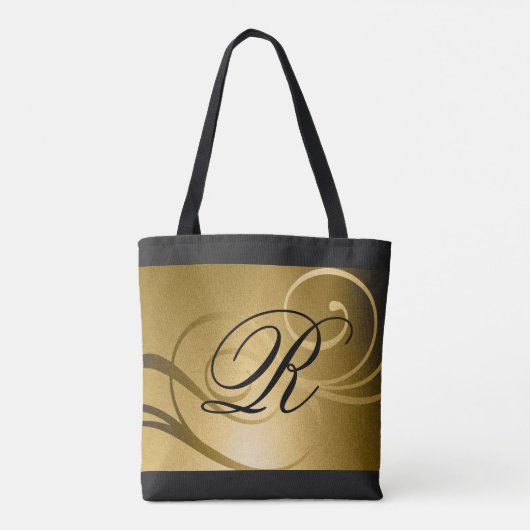 Gold Ombre Swirl-ontwerp met monogram Tote Bag (Achterkant)