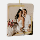 Gold omsingelde onze eerste kerstman, Mrs Photo Keramisch Ornament (Rechts)