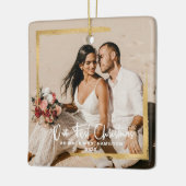 Gold omsingelde onze eerste kerstman, Mrs Photo Keramisch Ornament (Links)