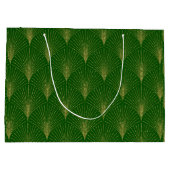 Gold on Green Art Déco Motif Grand sac cadeau (Dos)