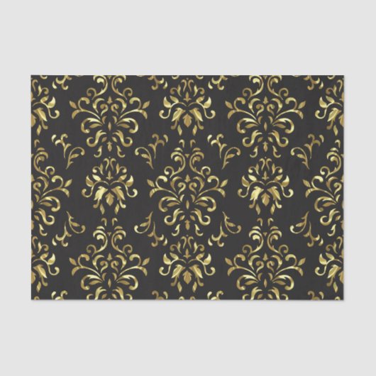 Gold on lack  Damask Pattern Tissuepapier (Voorkant)