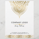 Gold on White  Paisley mandala Flyer (Achterkant)