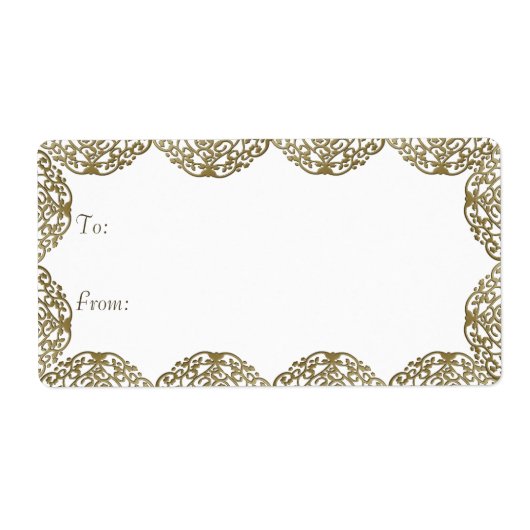 Gold Onament Swirl-kerstcadeautjes Labels (Voorkant)