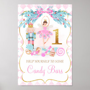 Gold One Nutcracker Land of Sweets Birthday Sign Poster