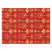 Gold op Red Lucky Chinese Symbols Pattern Tafelkleed (Voorkant (Horizontaal))