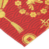 Gold op Red Lucky Chinese Symbols Pattern Tafelkleed (Gekanteld)