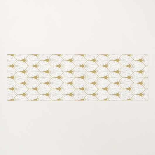 Gold op White Art Deco Geometric Pattern Yogamat (Achterkant (horizontaal))