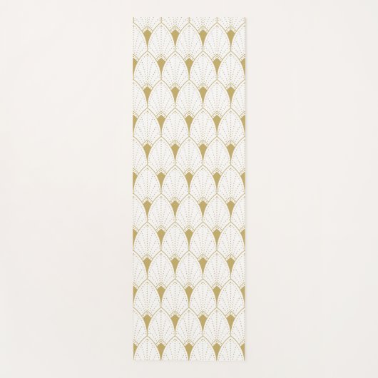 Gold op White Art Deco Geometric Pattern Yogamat (Voorkant)