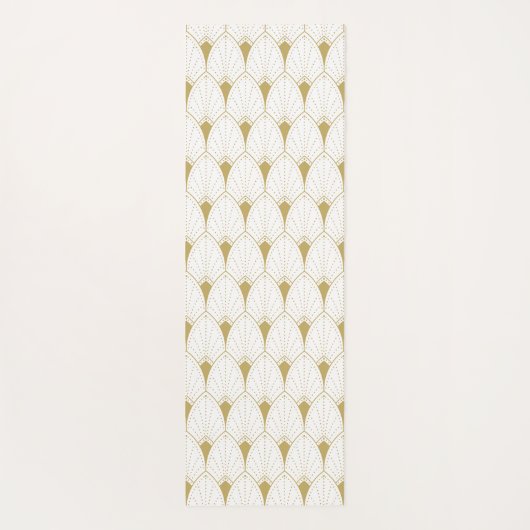 Gold op White Art Deco Geometric Pattern Yogamat (Achterkant)