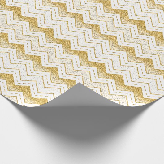 Gold op White Chevron Pattern Cadeaupapier (Hoek)
