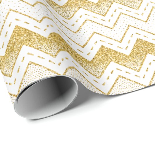 Gold op White Chevron Pattern Cadeaupapier (Rol Hoek)