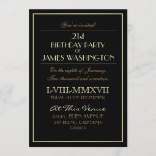 Gold op zwarte Romeinse cijfers 21e verjaardag Kaart