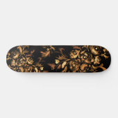 Gold op zwarte Rozen - Floral Pattern Skateboard (Horizontaal)