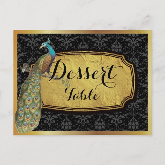 Gold Optional Peacock Dessert Table Sign. Briefkaart (Voorkant)