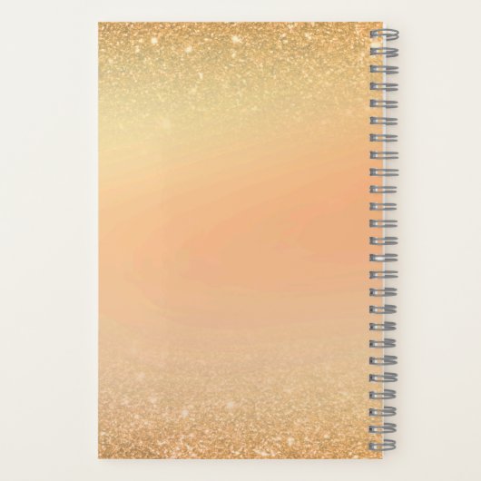 Gold & Orange Notebook with Sparkle Glam Aesthetic Notitieboek (Achterkant)