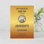 Gold & Orange Soccer Invitation Anniversaire (Debout devant)