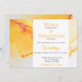 *~* Gold Oranje Fuchsia Waterverf Weddenschap Kaart (Voorkant / Achterkant)