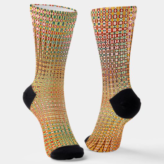 Gold Oranje Gellow Red Green Pattern Sokken (Gebogen)