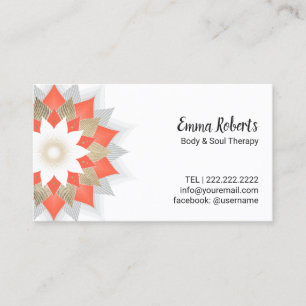 Gold & Oranje Lotus Flower Body & Soul Therapy Visitekaartje