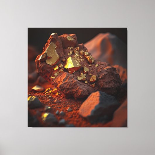 Gold Ore Close-up: Red Earth Canvas (Voorkant)