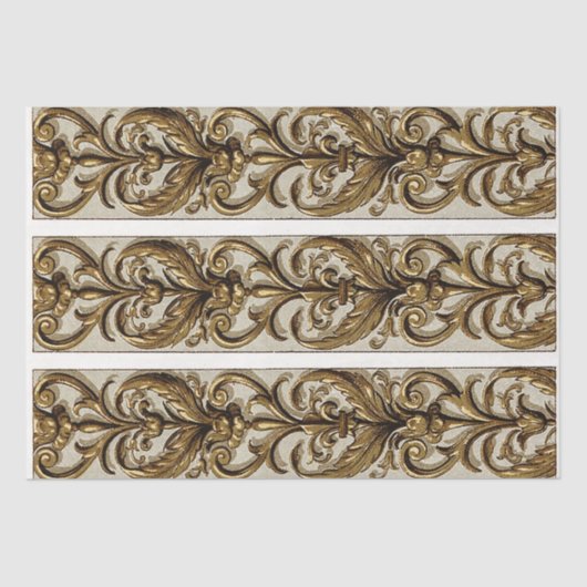  Gold Ornament Fleur de Lis Border Decoupage Tissuepapier (Voorkant)