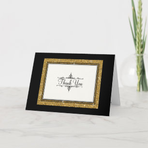 Gold Ornament Glitter Striped Classic Hartelijk da Bedankkaart