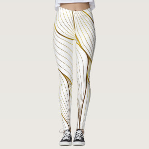 Gold ornament leaf leggings