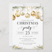 Gold Ornaments Christmas Tree Party Invitation (Devant)