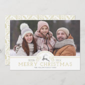 Gold Ornaments Merry Kerstkalligraphy Collage Feestdagenkaart (Voorkant / Achterkant)