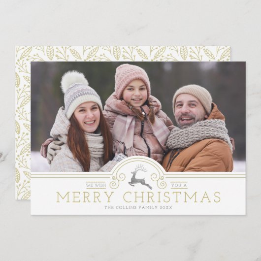 Gold Ornaments Merry Kerstkalligraphy Collage Feestdagenkaart (Voorkant / Achterkant)