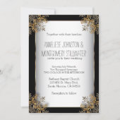 Gold Ornate Design sur Invitation Black & White (Devant)