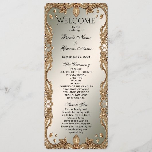 Gold Ornate Frame Wedding Programme (Devant)