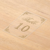Gold Ornate Wedding Acrylic Table Number Acryl Uitnodigingen (Laagn)