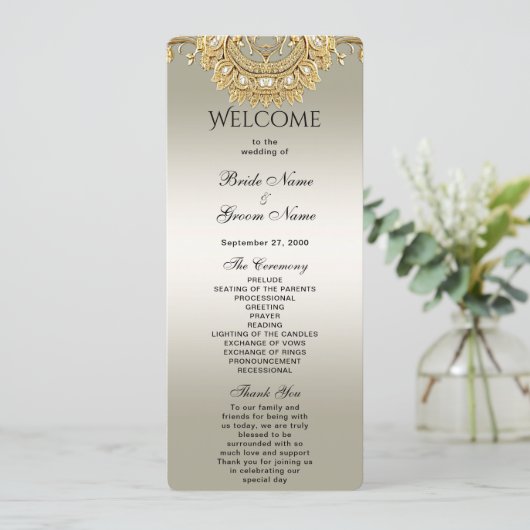 Gold Ornate Wedding Programme (Debout devant)