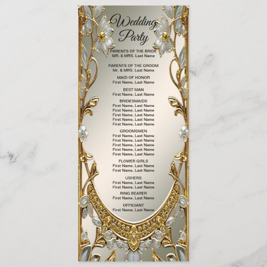 Gold Ornate White Floral Wedding Programme (Dos)