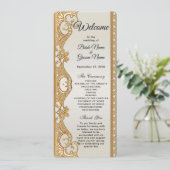 Gold Ornate White Pearls Programme de mariage (Debout devant)