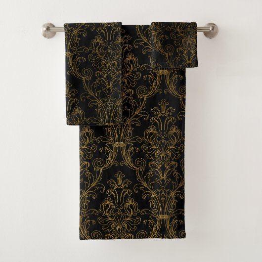 Gold Outline Black Floral Damask (En situation)