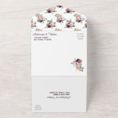 Gold Oval Lijst Paars Roze Floral Weddenschap All In One Uitnodiging (Buitenkant)