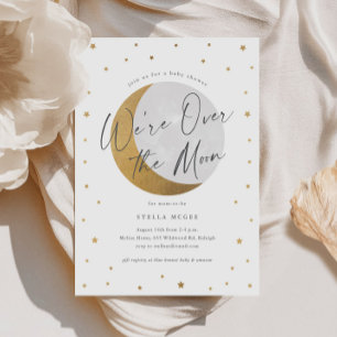 Gold Over the Moon Gender Neutraal Baby shower Kaart