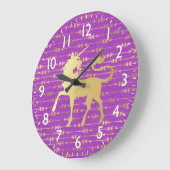 Gold & Paars Bohemiaans Patroon & Unicorn Grote Klok (Hoek)