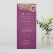 Gold paars elegant  huwelijksmenu menu (Staand voorkant)