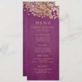 Gold paars elegant  huwelijksmenu menu (Voorkant / Achterkant)