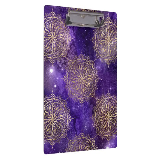 Gold & Paars Galaxy Dharma Mandala Pattern Klembord (Rechts)