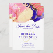 Gold Paarse Agate Wedding Save The Date (Voorkant / Achterkant)